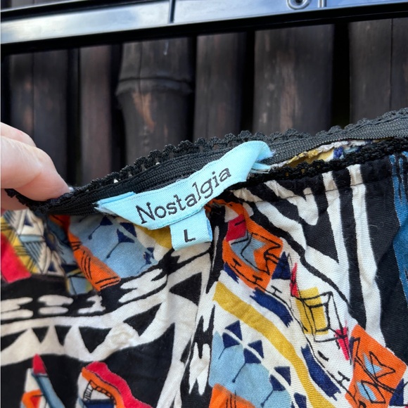 Nostalgia cotton maxi skirt. Multi color print. Size L - Picture 4 of 7